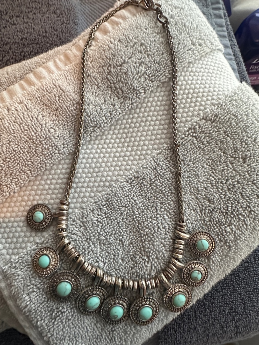 Turquoise Stone Bib Necklace - Silver-Tone Statement Jewelry